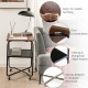 Detail of the foldable frame on the brown 2-tier end table, showcasing sturdy connections and easy-to-clean surface.