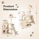 Multi-level cat tree with sisal scratching post, beige, featuring padded perch and hammock for play and rest.