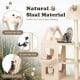 Multi-level cat tree in beige with natural sisal scratching post, padded perch, and cozy hammock for playful cats.