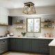 Farmhouse vintage ceiling light with a black and wood grain design, perfect for brightening kitchens and dining areas.