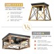 Farmhouse vintage ceiling light with a premium iron frame, featuring a black and wood grain design for versatile home.