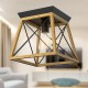 Farmhouse vintage ceiling light featuring a black and wood grain design, ideal for dining rooms and hallways.