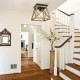 Farmhouse vintage ceiling light with black and wood grain finish, perfect for hallways or dining rooms, enhances retro.