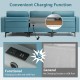 Modular L-shaped sectional sofa in blue with reversible chaise, featuring 2 USB ports and hidden storage space.