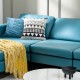 Modular L-shaped sectional sofa in blue with reversible chaise, featuring USB ports and decorative cushions for modern.
