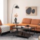 Modern 2-tier black coffee table with faux marble top and storage shelf, perfect for living room elegance and.