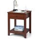 Night stand end side table in dark wood with drawer and open shelf, perfect for bedside essentials and home decor.