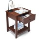 Night stand end side table with drawer and storage shelf, crafted from durable particleboard, perfect for bedside.
