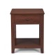 Night stand end side table in dark wood with a drawer and open shelf, perfect for bedside essentials and decor.