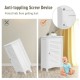 Corner storage cabinet with shutter door, made of MDF, featuring an anti-tipping device for safety in small spaces.