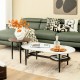 Modern nesting coffee table set with faux marble and wood grain design, featuring storage shelf for versatile use.