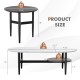 Set of 2 modern nesting coffee tables with faux marble and wood grain, featuring a storage shelf for versatile use.