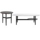 Set of 2 modern nesting coffee tables with faux marble and wood grain design, featuring a storage shelf for versatile.