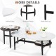 Modern nesting coffee table set with faux marble top and wood grain design, featuring a storage shelf for versatile use.