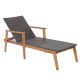 Patio rattan lounge chair with acacia wood frame, adjustable backrest, and hand-woven PE wicker for outdoor comfort.