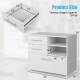 3 Drawer Lateral File Cabinet on wheels in white with spacious tabletop and adjustable storage shelves for home or.