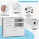 3 Drawer Lateral File Cabinet on wheels in white with smooth sliding rails and anti-toppling device for home or office.