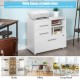 3 Drawer lateral file cabinet on wheels in white with storage shelves, ideal for organizing files in home or office.
