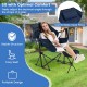 Hammock camping chair in navy with adjustable angle, retractable footrest, and head pillow for ultimate comfort.