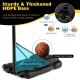 Portable adjustable basketball hoop system with a sturdy HDPE base, filled with sand or water for stability during play.
