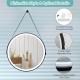 24-inch round wall-mounted mirror with adjustable LED lights, anti-fog function, and rustproof steel frame for modern.