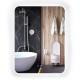 Shatterproof wall mirror with crystalline frame, 3-color lights, and anti-fog function for stylish bathroom decor.