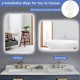 32 x 24 inch shatterproof wall mirror with crystalline frame, 3-color lights, and anti-fog function, shown in vertical.