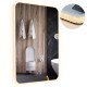 32 x 24 inch shatterproof wall mirror with a crystalline frame, 3-color lights, and anti-fog function for versatile use.