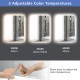 32 x 24 inch shatterproof wall mirror with 3 adjustable color temperatures and anti-fog function for versatile lighting.