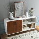 Modern buffet sideboard in walnut with 2 doors and open compartments, ideal for living room or dining room storage.