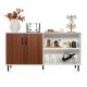 Modern buffet sideboard in walnut with two doors and open compartments, perfect for kitchen or dining room storage.