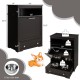 Pet feeder station with pull-out drawer for easy feeding, featuring two removable stainless steel bowls and storage.