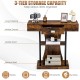 Rustic brown console table with a spacious top, middle drawer, and 2-tier shelves for entryway or living room.