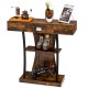 Rustic brown console table featuring a spacious top, pull-out drawer, and 2-tier shelves, ideal for entryway or living.