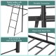 Close-up of the sturdy ladder and durable steel slats of the Twin Metal Loft Bed, ideal for space-saving in kids' rooms.