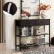 39.5-inch dark brown entryway table featuring 2 drawers and 2-tier metal shelves, ideal for living room or hallway use.