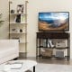 39.5-inch dark brown entryway table with 2 drawers and 2 metal shelves, perfect for living room or dining room storage.