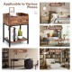 Lift top end table with charging station, wood finish, and storage shelves, ideal for living room or bedroom use.