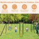 A-shaped outdoor swing set featuring a slide, swings, and monkey bars, ideal for backyard fun for kids aged 3-10.