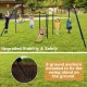 7-in-1 outdoor swing set featuring gym rings, monkey bar, and slide, designed for backyard fun and stability.