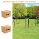 7-in-1 A-shaped outdoor swing set with gym rings, slide, and adjustable swing height for backyard fun.