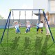 Kids swing set with a stable A-frame and included ground stakes, designed for safety and fun in any outdoor space.