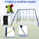 Stable A-shaped frame of the 440 lbs kids swing set with two swings and one glider, featuring durable ropes and ground.