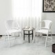 White folding dining chairs set of 2 with armrests and high backrest, designed for comfort and easy storage.