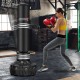 67-inch punching bag with fillable suction cup base, designed for stability and durability, ideal for all ages.