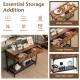 Rustic brown console table with metal frame, featuring 2 large drawers and a wide tabletop for versatile living room.