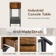 Rustic brown 2-drawer console table with metal frame, featuring smooth slides and protective foot pads for versatile.