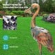 Standing metal crane garden statue with rustproof construction and detailed feathers, ideal for backyard decoration.