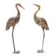 Set of 2 metal crane garden statues with detailed feathers, perfect for charming backyard decoration.