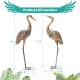 Set of 2 crane garden statues in metal, featuring detailed feathers and U-shaped stakes for stable outdoor display.